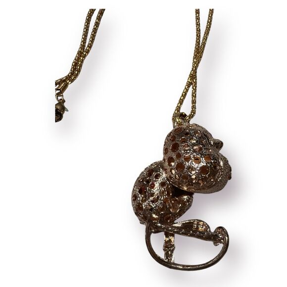 Betsey Johnson Crystal Rhinestone Necklace Monkey Gold Tone Necklace Bundle New - Picture 8 of 8